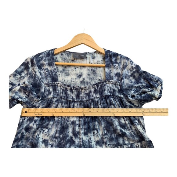 Hudson Gray Short Sleeve Drop Waist Tiered Dress Ruffle Hem Blue Tie Dye Small - Picture 14 of 16